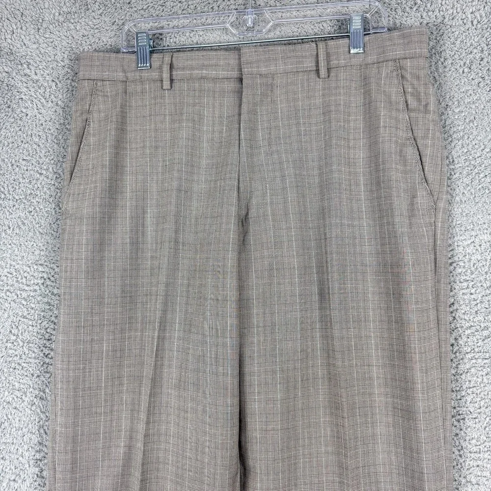Banana Republic Dress Pants Mens 34 Gray Plaid Flat Front Business‎ Office 36x32